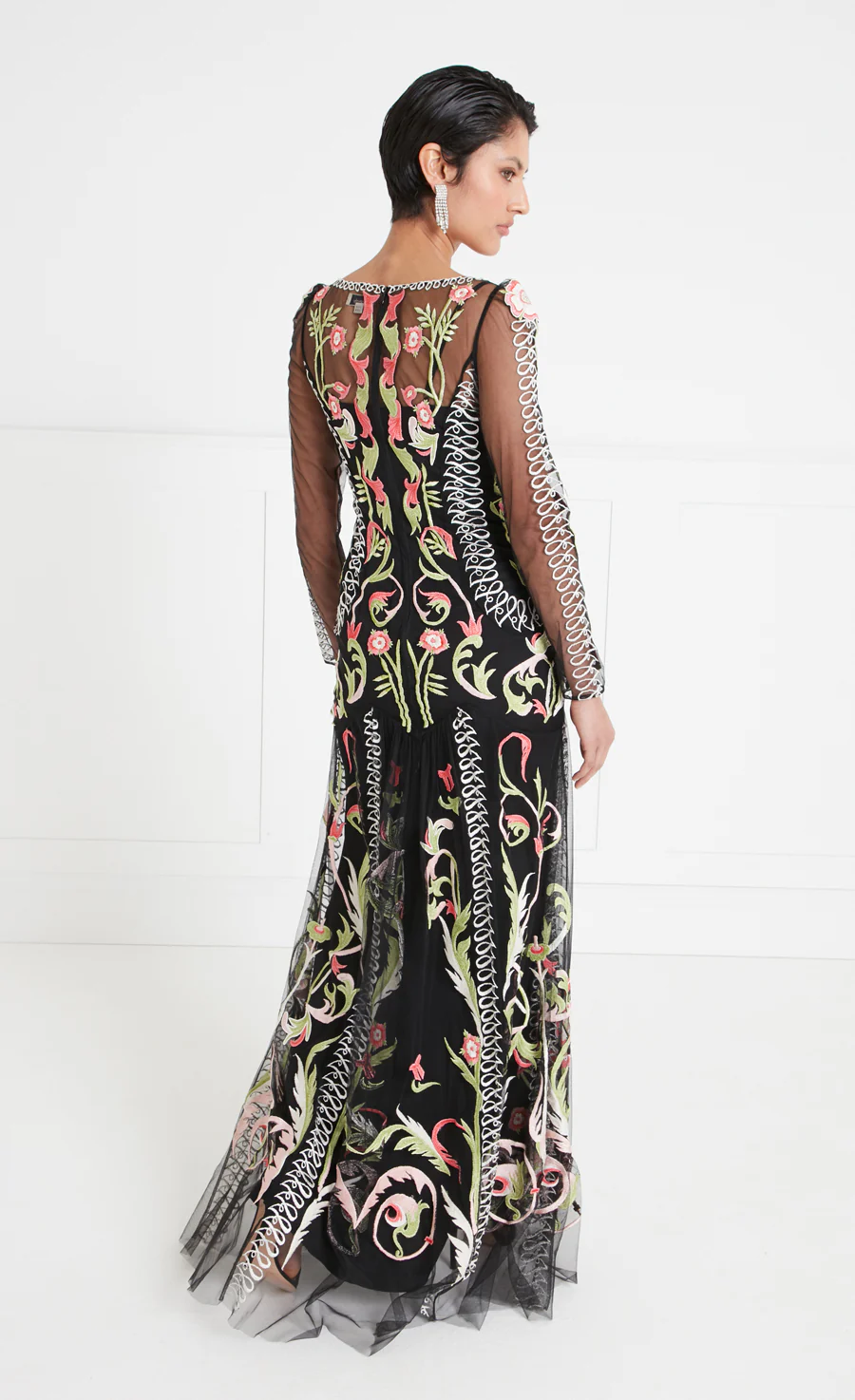 Alessia Sleeved Dress - Black - Image 4