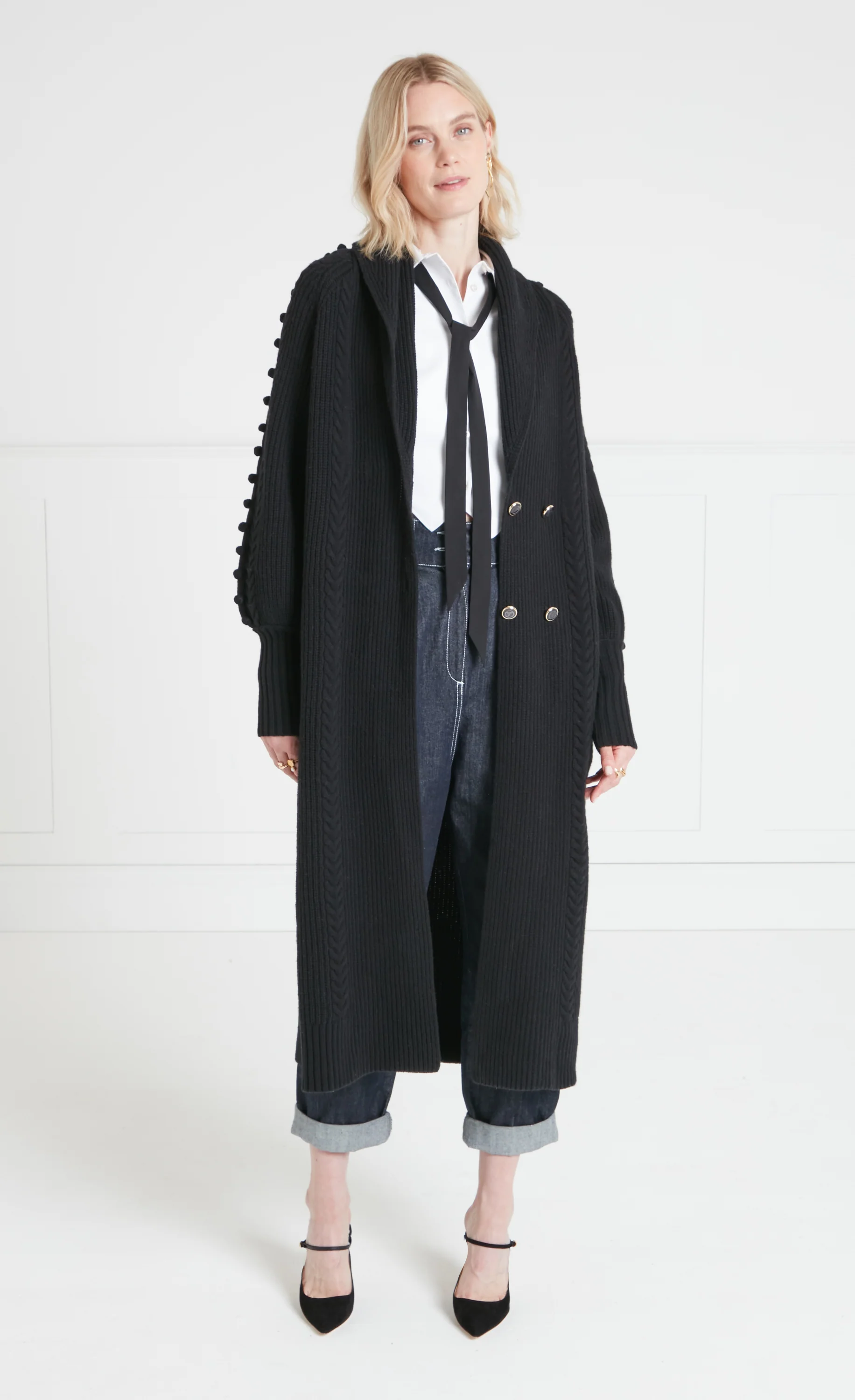 Chrissie Knit Coat - Black - Image 2