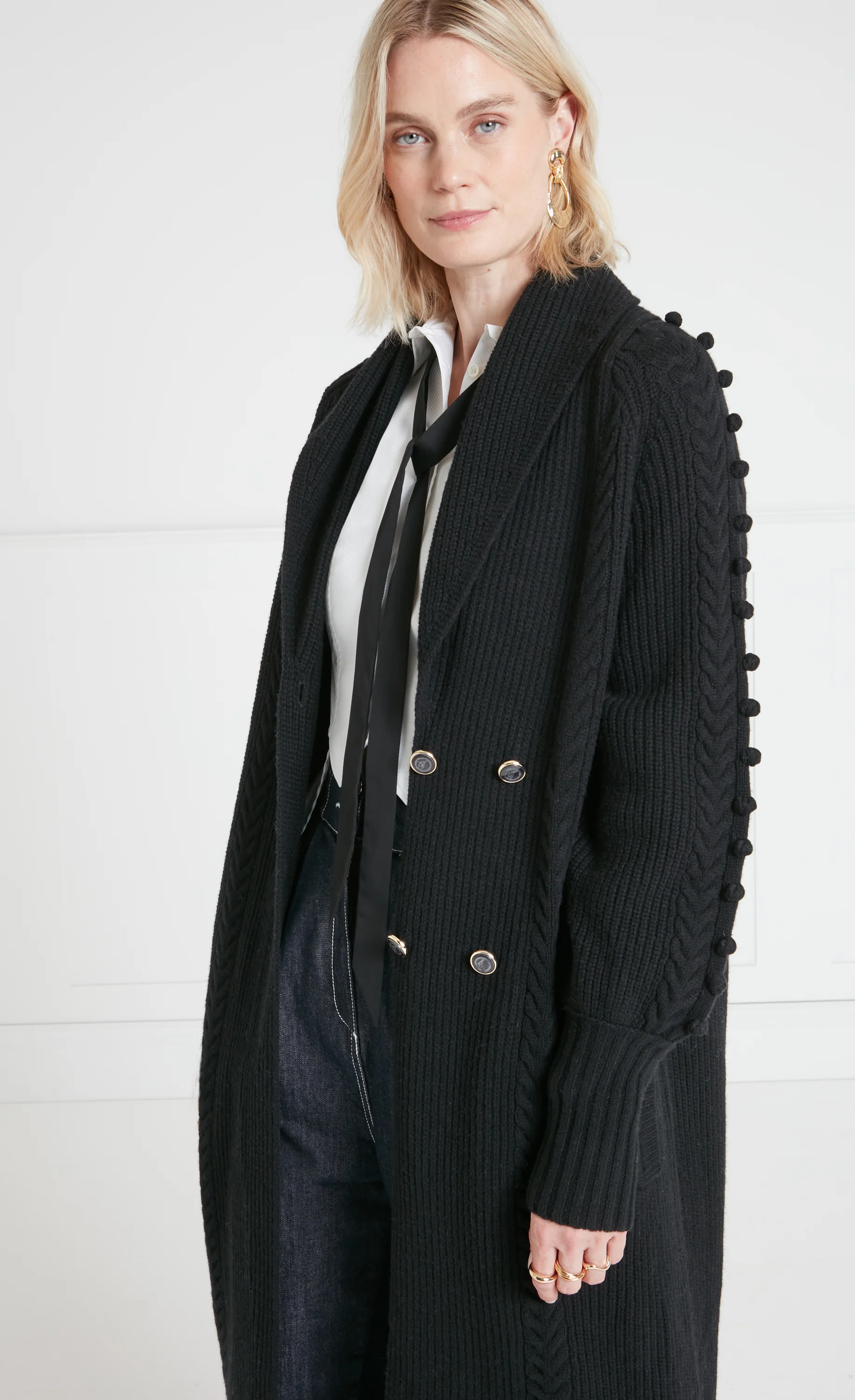 Chrissie Knit Coat - Black - Image 3