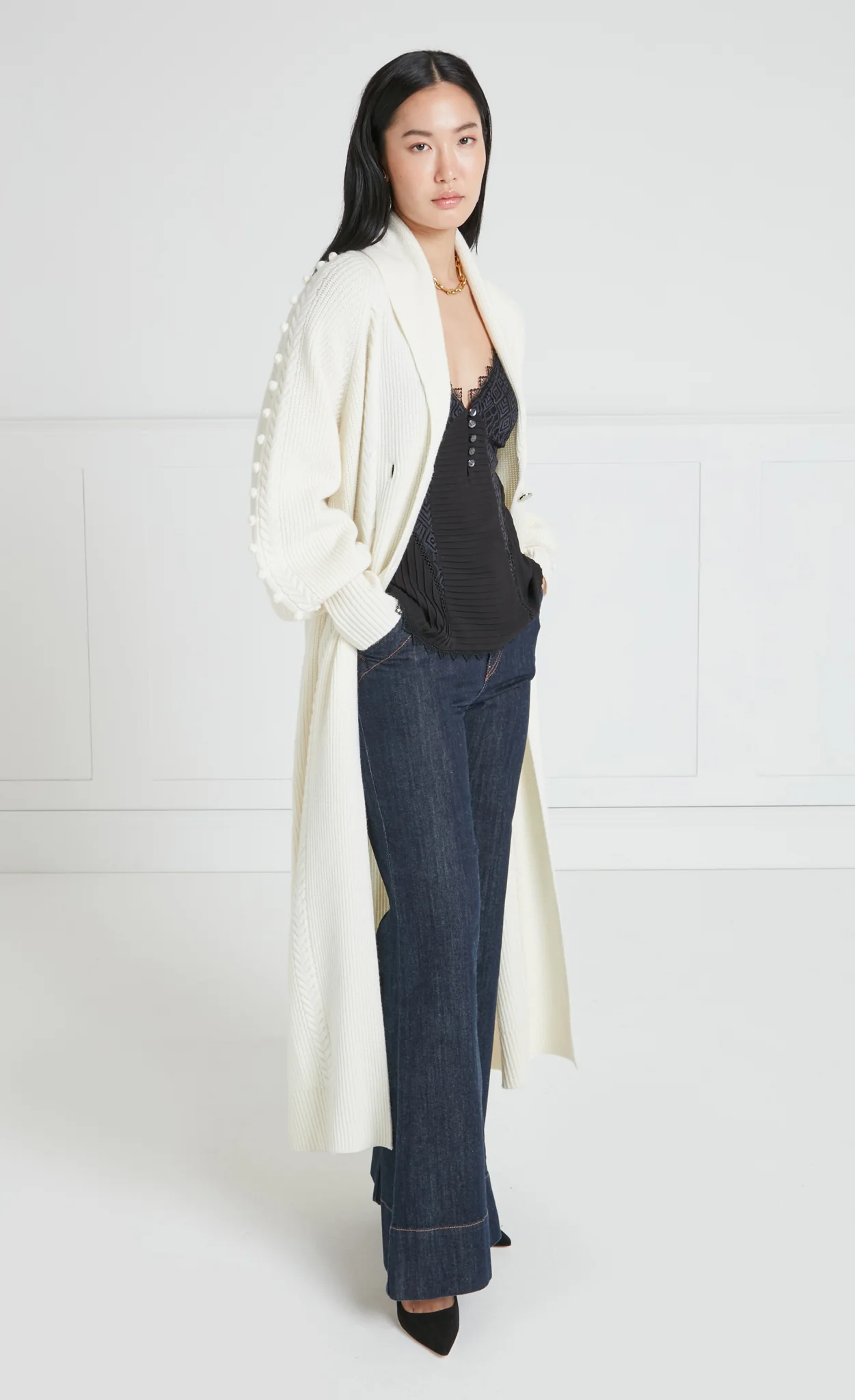 Chrissie Knit Coat - Cream - Image 4
