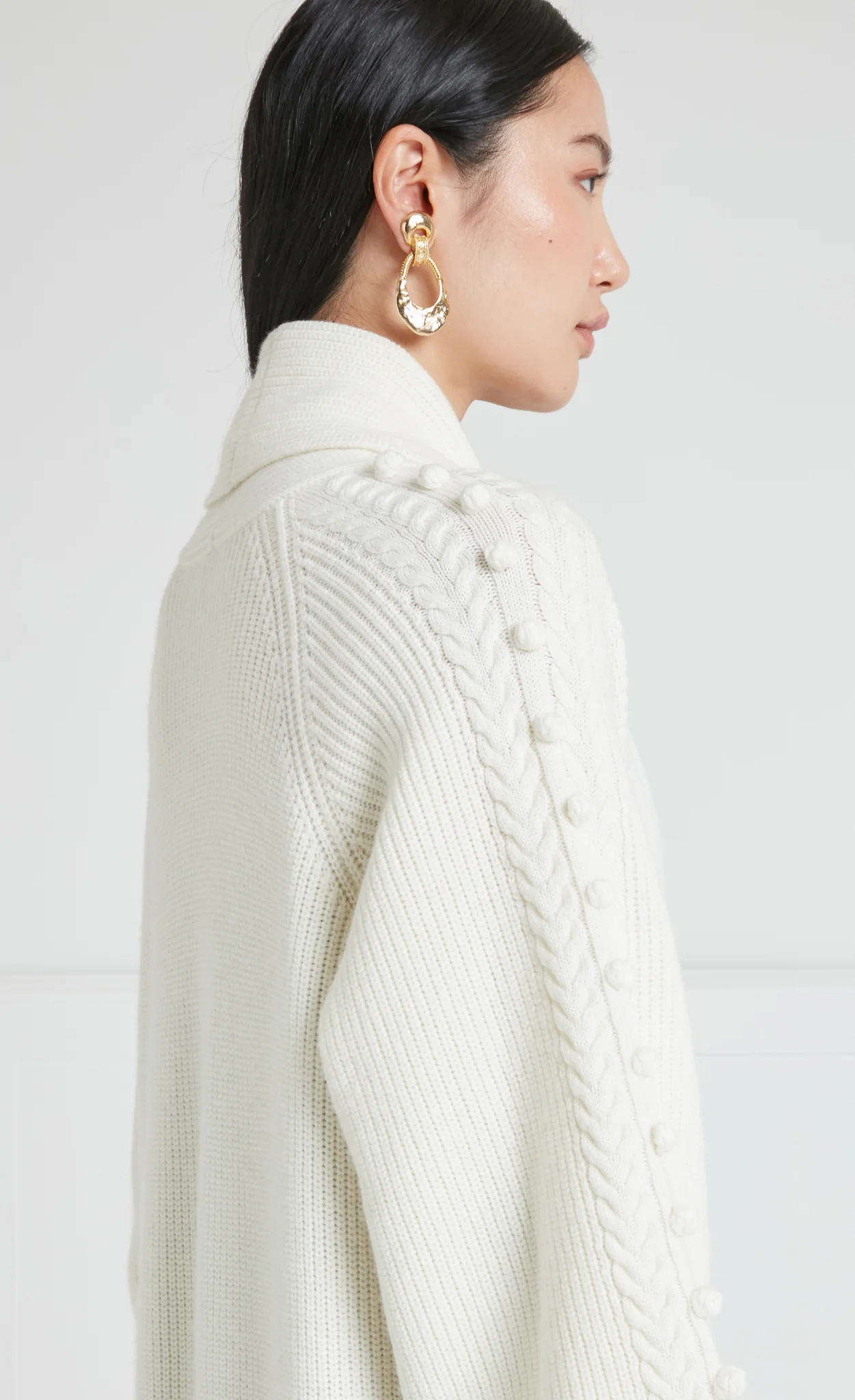 Chrissie Knit Coat - Cream - Image 8