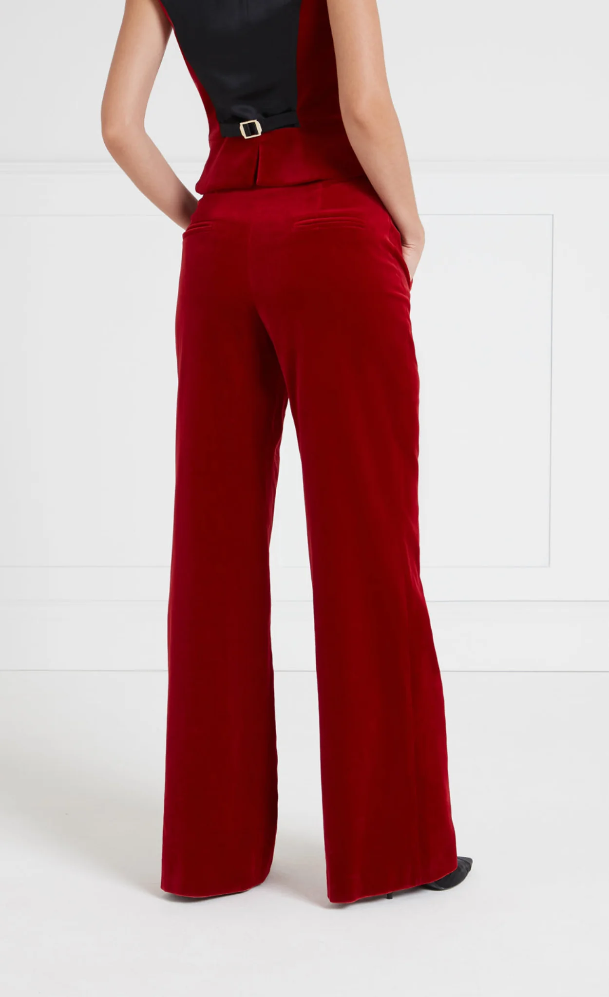 Clove Velvet Waisted Trousers - Scarlet - Image 5
