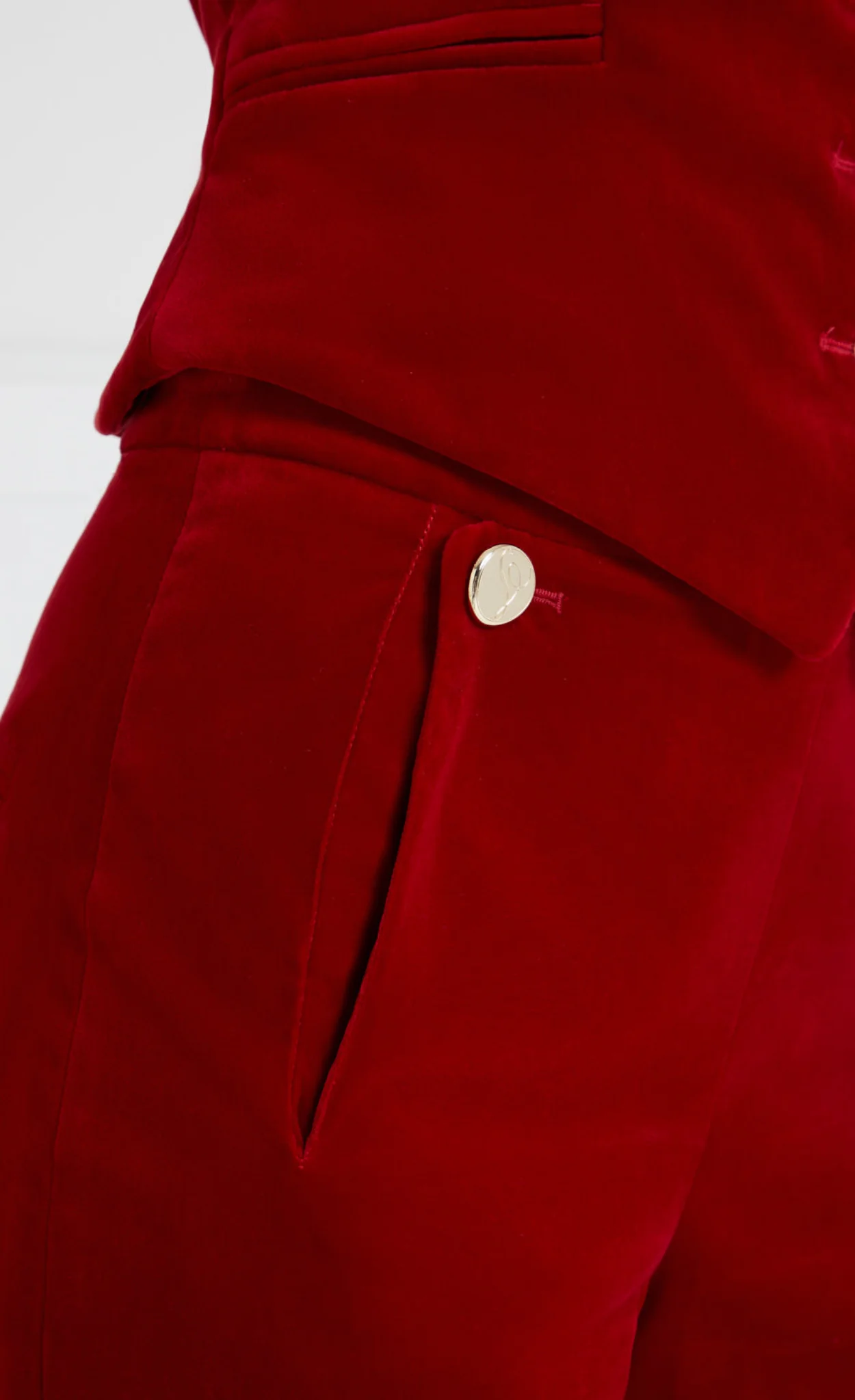 Clove Velvet Waisted Trousers - Scarlet - Image 6