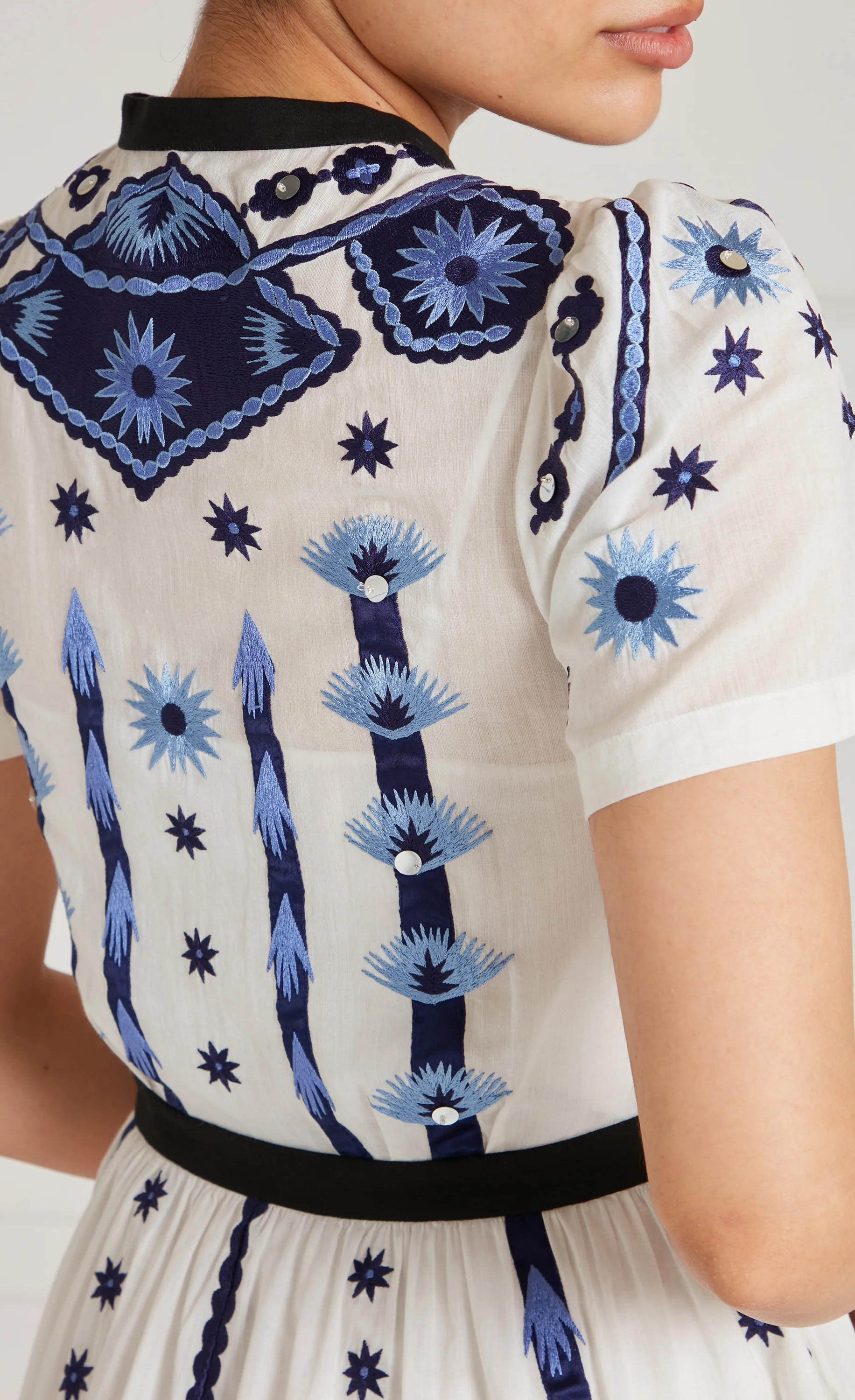 Edith Shirt Dress - White & Blue - Image 8