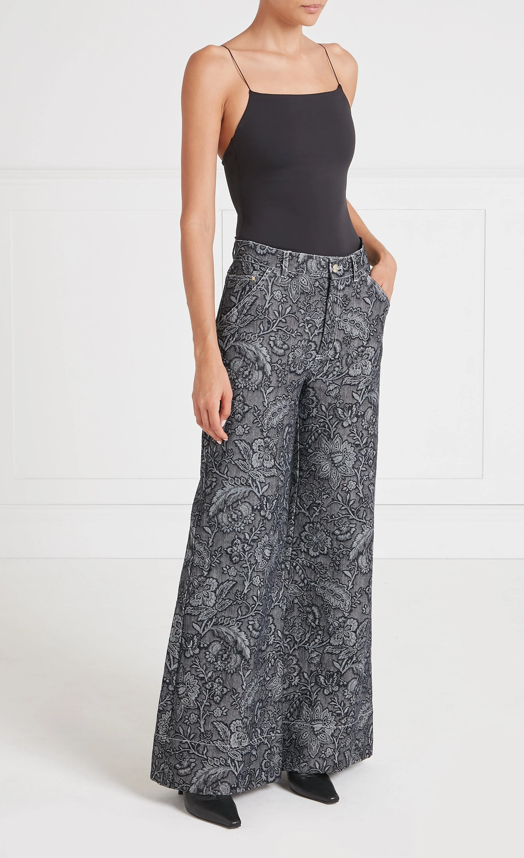 Francis Denim Wide-Leg Trousers - Washed Black - Image 3