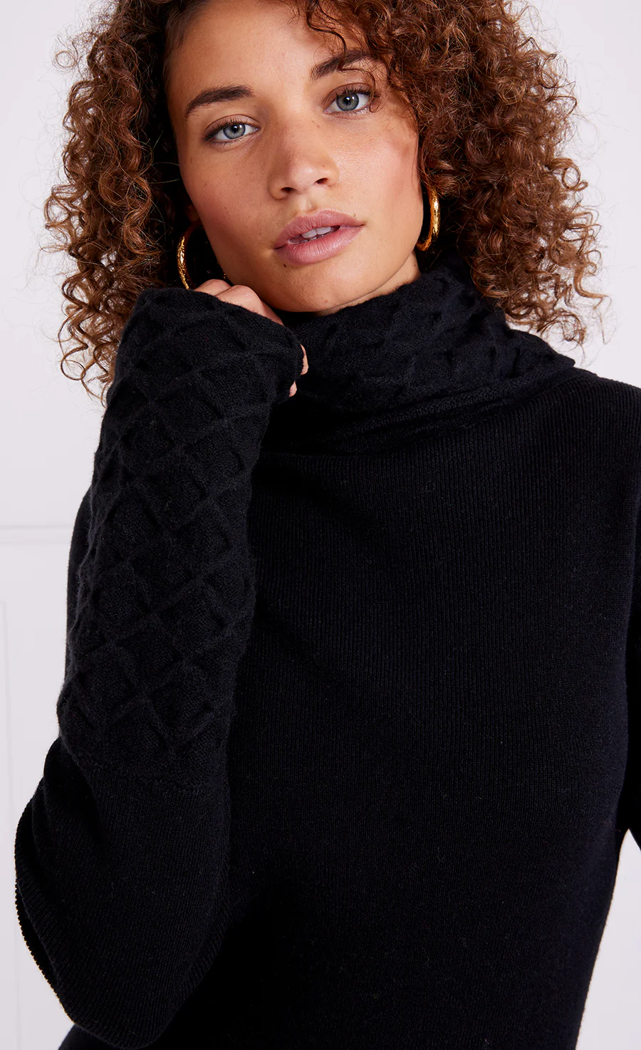Honeycomb Knit Jumper - Black - Image 6