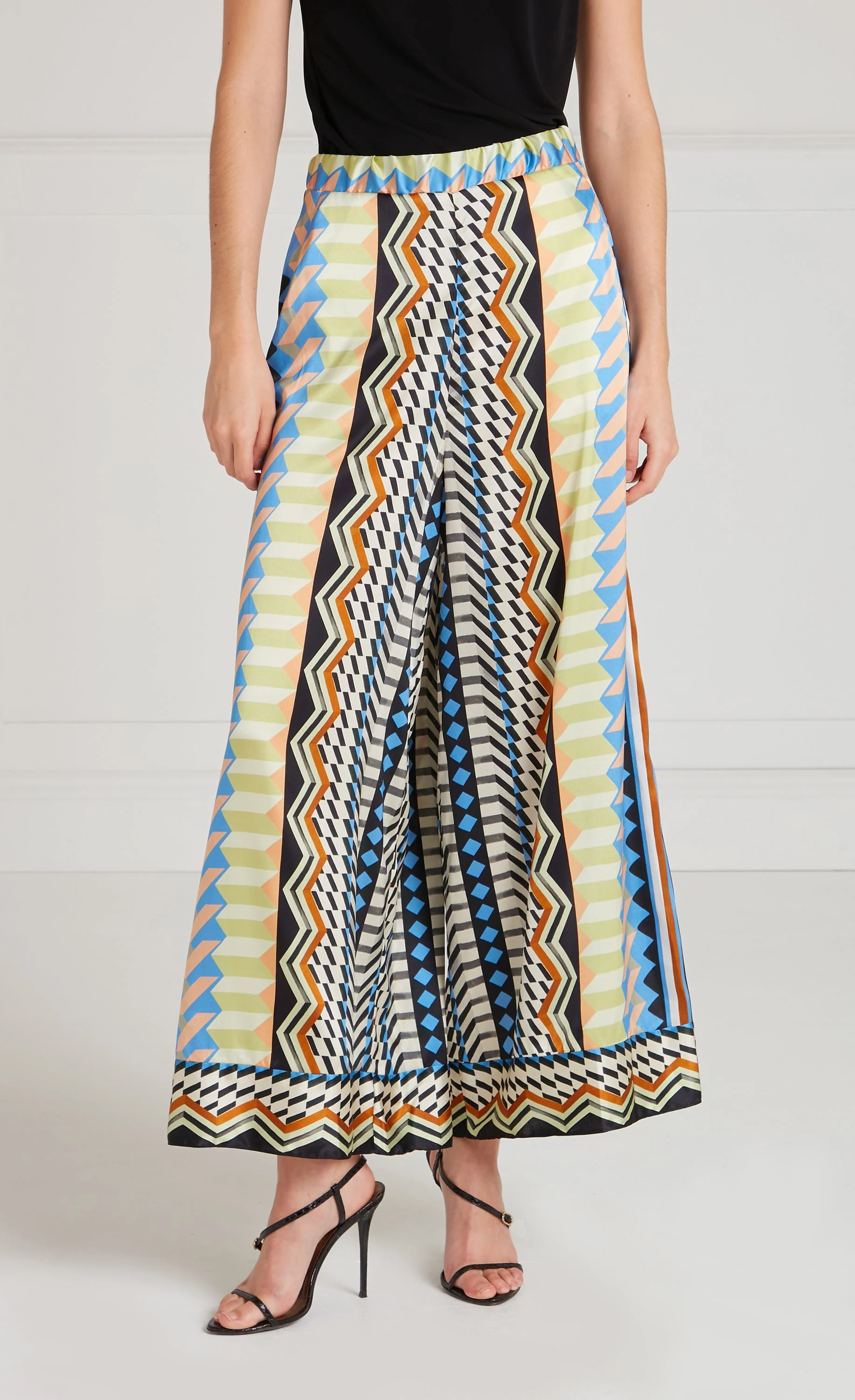 Meryl Palazzo Trousers - Provence Blue Mix - Image 2