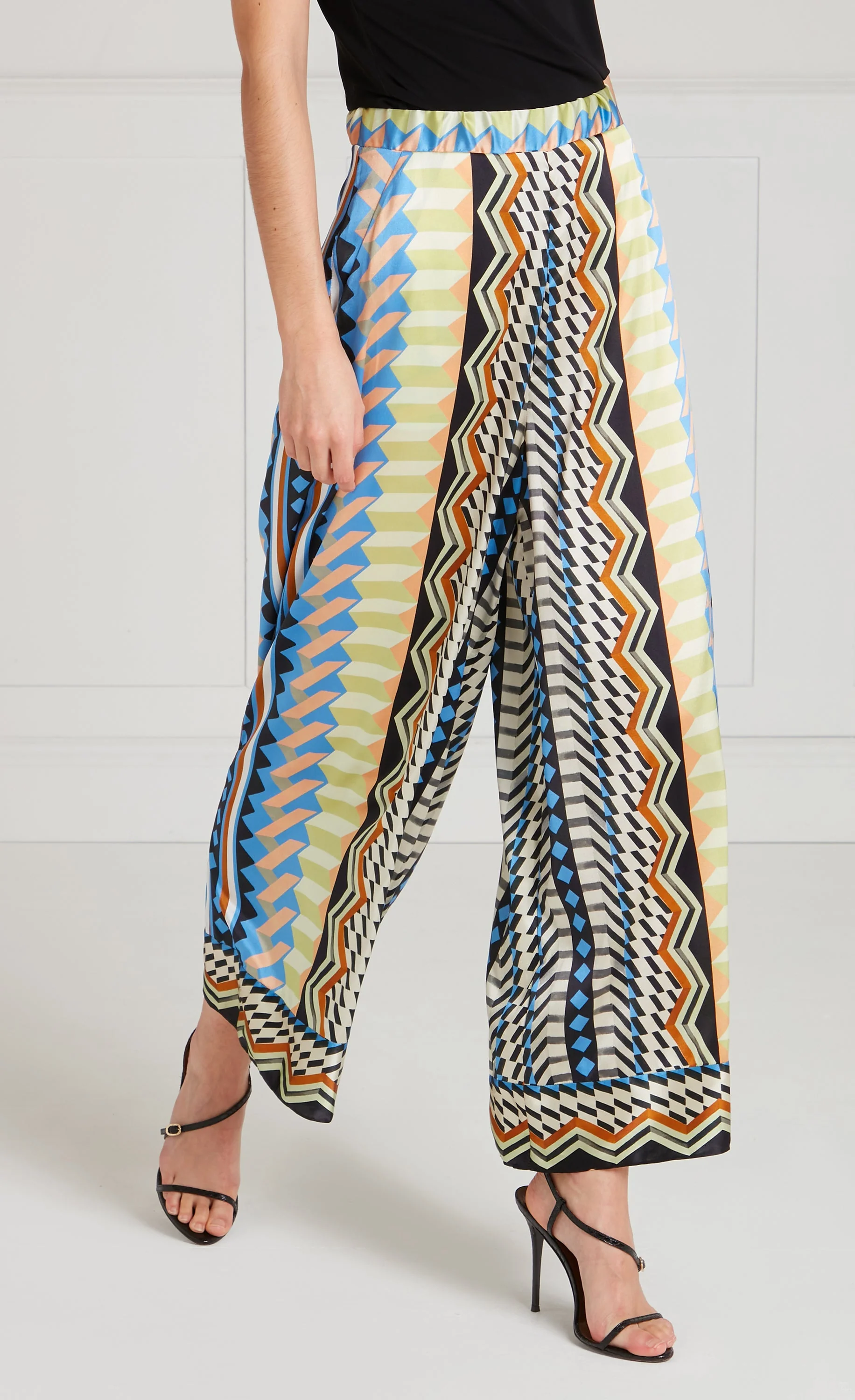 Meryl Palazzo Trousers - Provence Blue Mix - Image 3