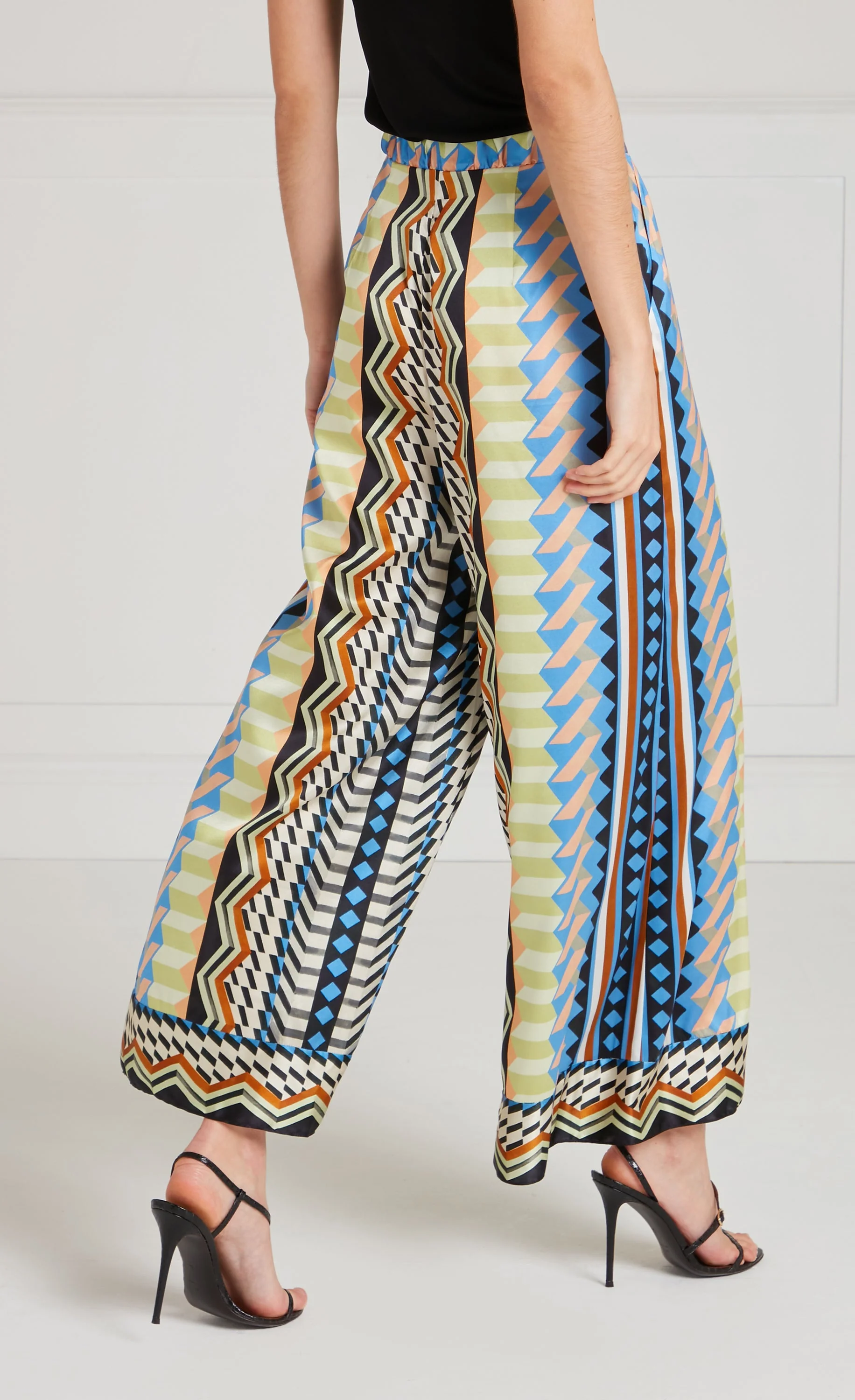 Meryl Palazzo Trousers - Provence Blue Mix - Image 4