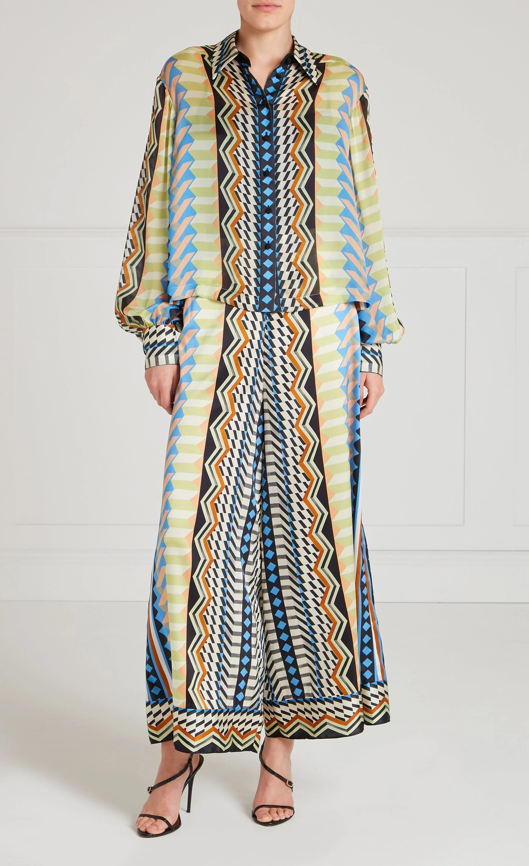 Meryl Palazzo Trousers - Provence Blue Mix - Image 7