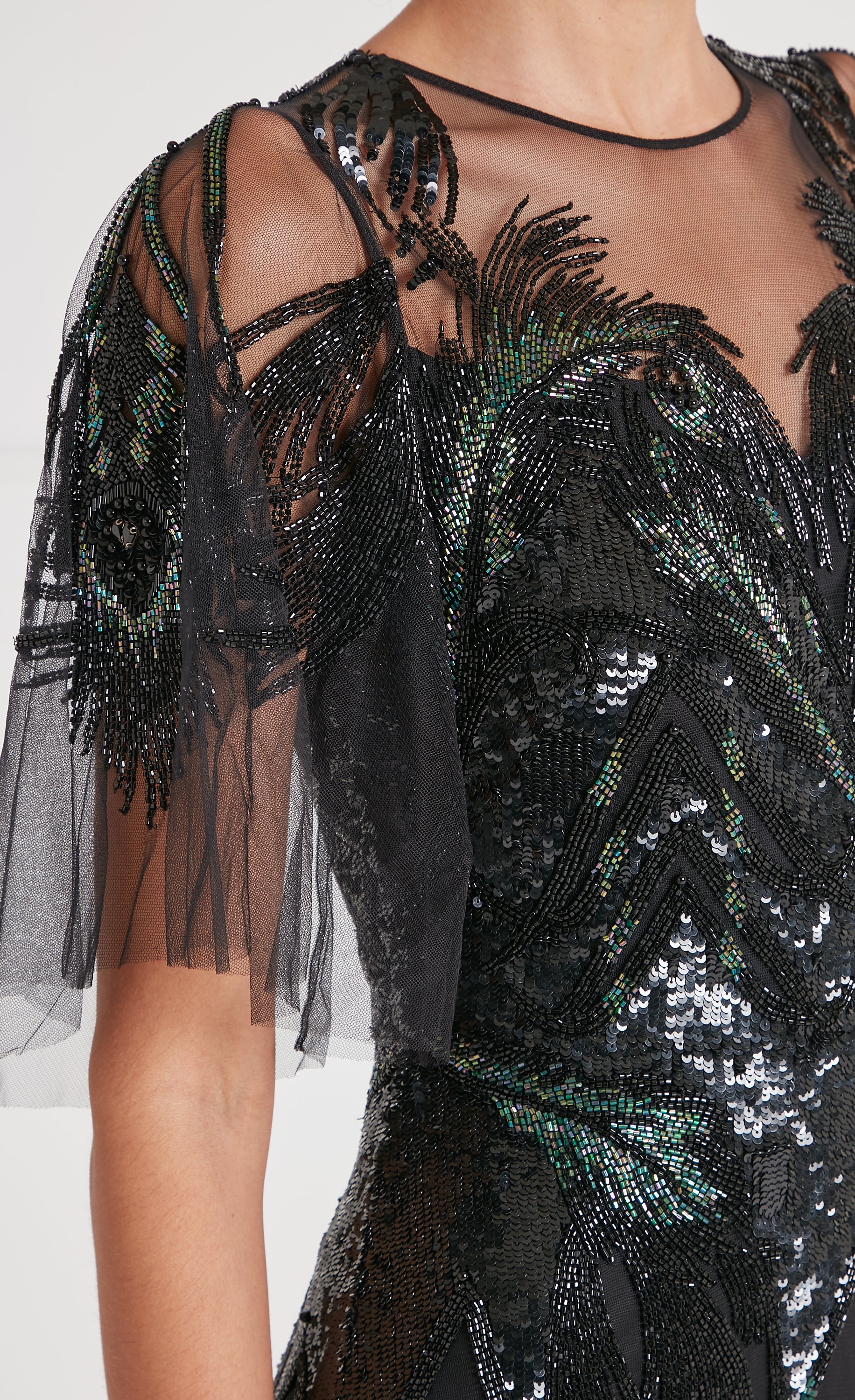 Peacock Midi Dress - Black - Image 5