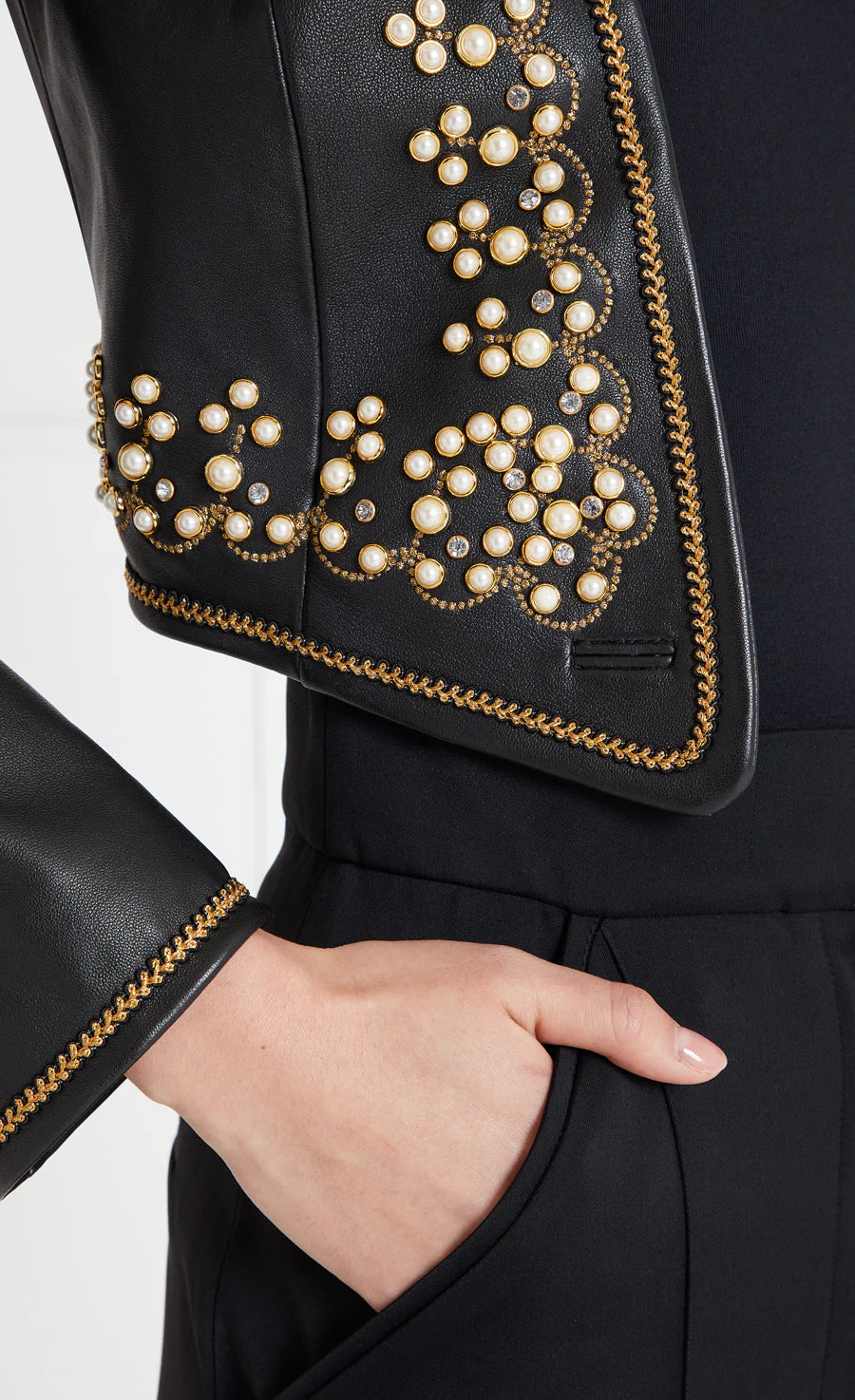 Salerno Cropped Jacket - Black - Image 5