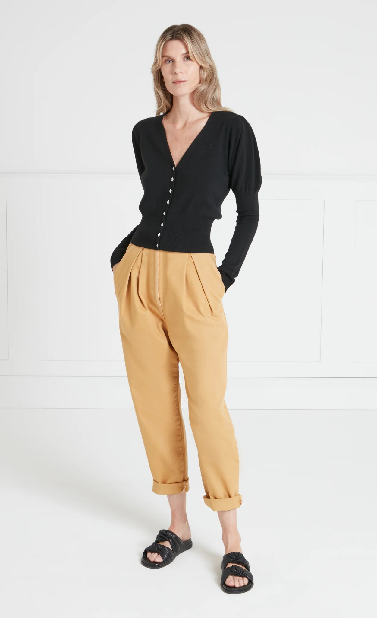 Tonal T-Logo Cardigan - Black - Image 5