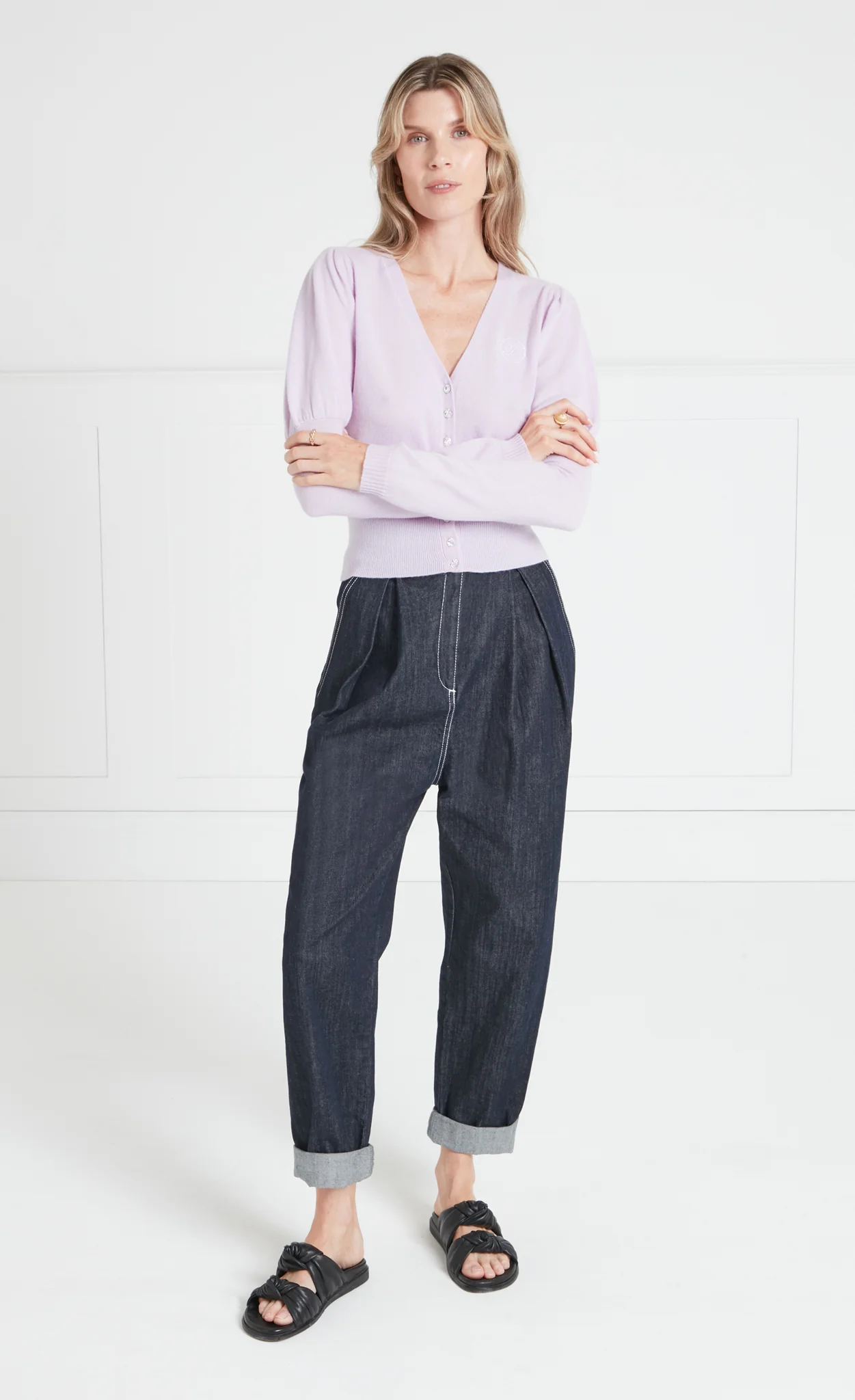Tonal T-Logo Cardigan - Pink - Image 5
